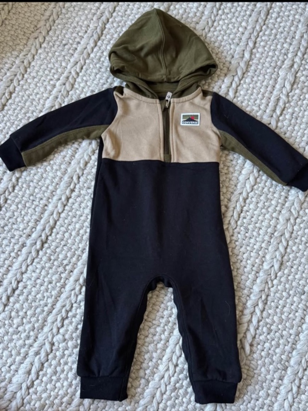 Converse Olive, Tan & Black Hooded Kids One-Piece